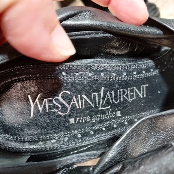 Yves Saint Laurent Rive Gauche black peep toe heels 36.5 - Picture 4 of 16